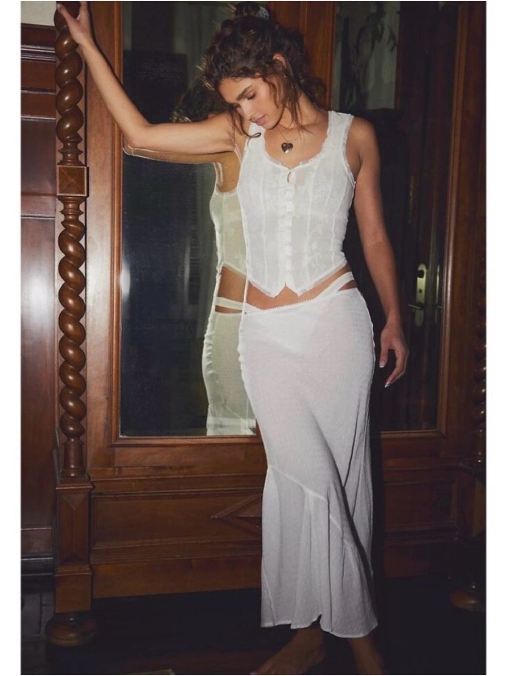 Free People Intimately Sweet on you Bias Half Slip Skirt White NWT Small